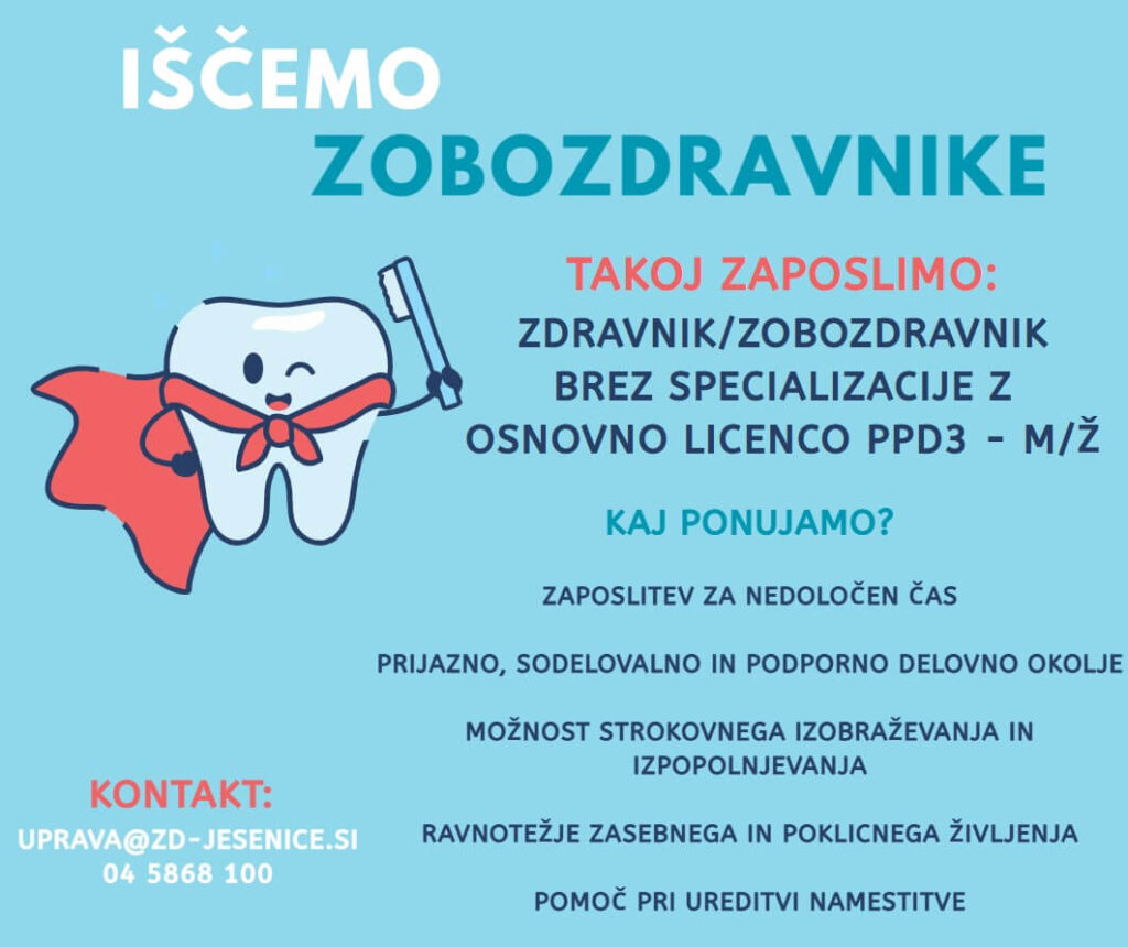 oglas, da iščemo zobozdravnike