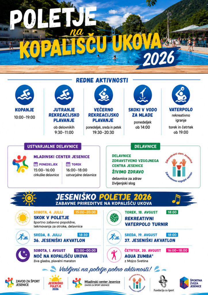 poletje na kopališču ukova, plakat aktivnosti
