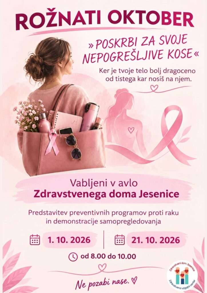 rožnati oktober, vabilo v avlo ZD, predstavitev preventivnih programov